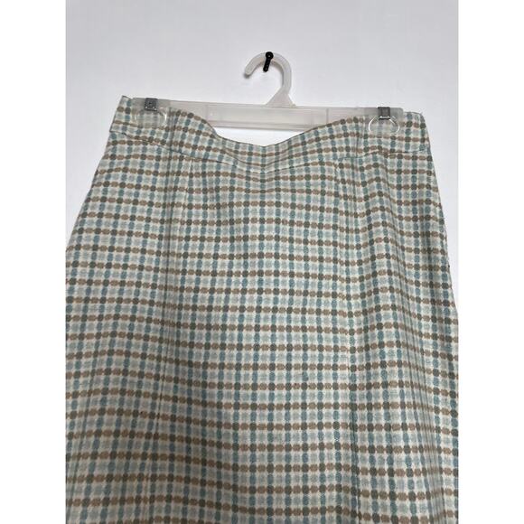 H&M Wool A-Line Knee Length Skirt Womens 6 Polka Dotted Academia Y2K Blue - Picture 2 of 13